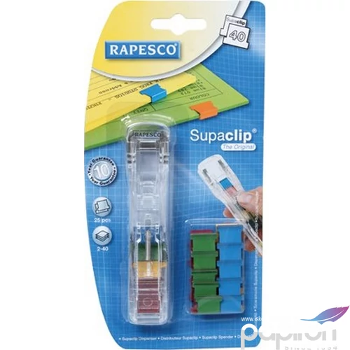 Supaclip kapocsadagoLó Rapesco színes kapcsokkal átlátszó Magic Rapesco Supaclip RC4025MC