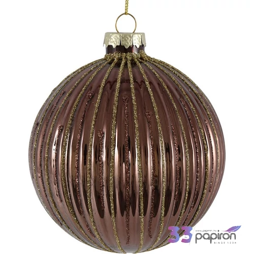 Karácsonyfa dísz Bauble Stripes S barna ?8cm DST25