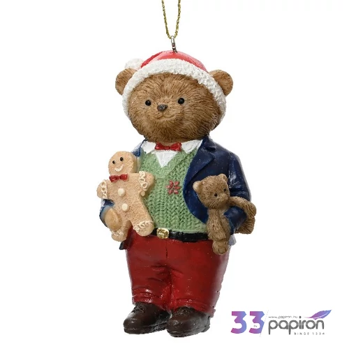 Karácsonyfa dísz maci 1 álló maci 3 féle 6x4x11cm SDKAE25 1db/ár