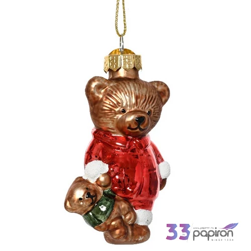 Karácsonyfa dísz üveg karácsonyi figurák 5x4x7cm SDKAE25 4 féle kézzel festett 1db/ár
