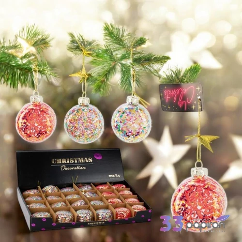 Karácsonyfa dísz Üveg macaron 3féle KPM25