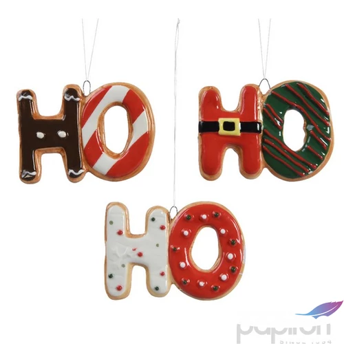 Karácsonyi dekor akasztós 24' kerámia, kézzel festett 3 féle ho-ho-ho 9cmx6.5cmx1cm sdkae 1db/ár