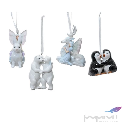 Karácsonyi dekor akasztós 24' polyrezilán figurák kézzel festve 4 féle 7.4cmx5cmx10,8 cm sdkae 1db/ár