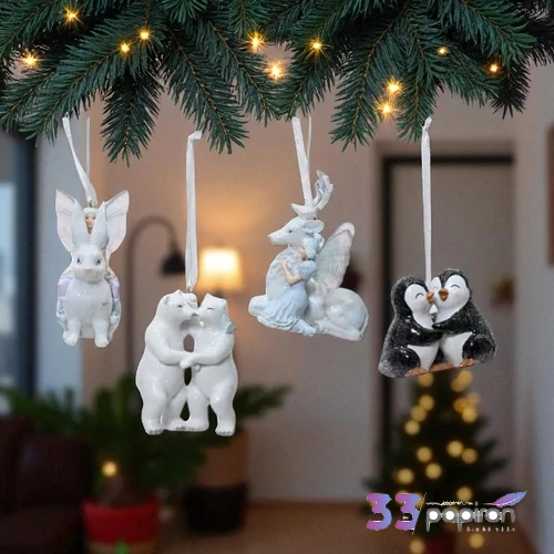 Karácsonyi dekor akasztós 24' polyrezilán figurák kézzel festve 4 féle 7.4cmx5cmx10,8 cm sdkae 1db/ár
