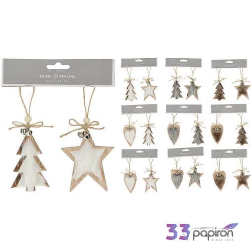 Karácsonyi dekor akasztós 2db/set, 9cm 9 féle kpm