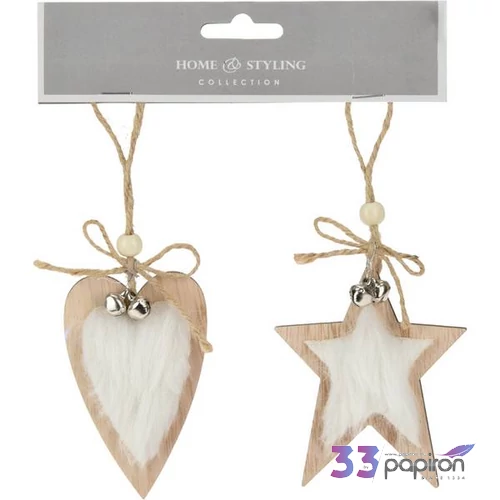 Karácsonyi dekor akasztós 2db/set, 9cm 9 féle kpm