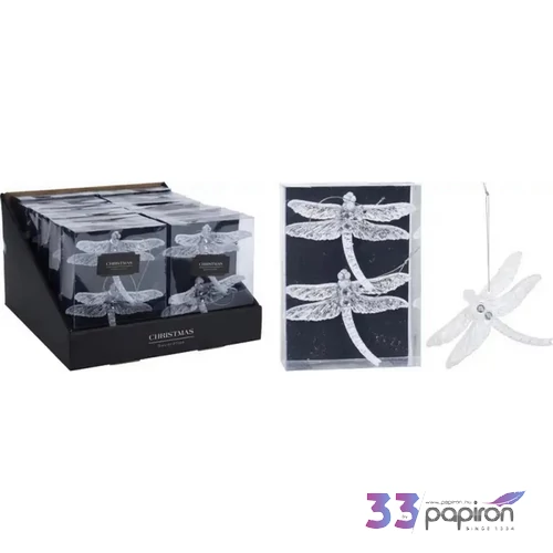 Karácsonyi dekor akasztós szitakötő, 10cm 2db/set kpm