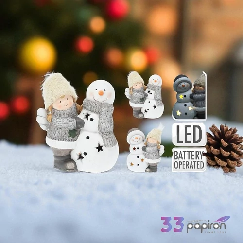 Karácsonyi dekor Angyal hóemberrel LED-DEL 17CM KPM25