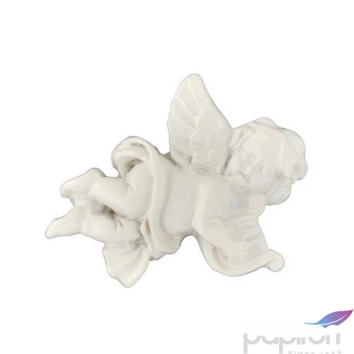 Dekor angyal hangszerrel, öntapadós poly 3,8x3,1x0,7cm, fehér 4db/szett