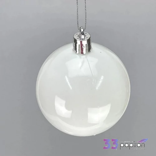 Karácsonyi dekor Fehér díszíthető gömb 6cm 6db/doboz