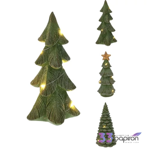 Karácsonyi dekor Karácsonyfa leddel 16cm zöld 3féle KPM25
