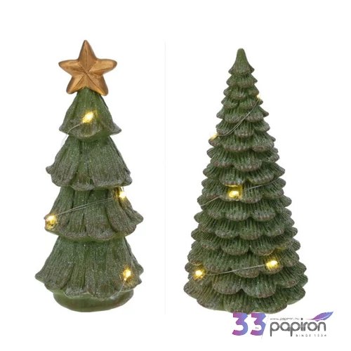 Karácsonyi dekor Karácsonyfa leddel 16cm zöld 3féle KPM25