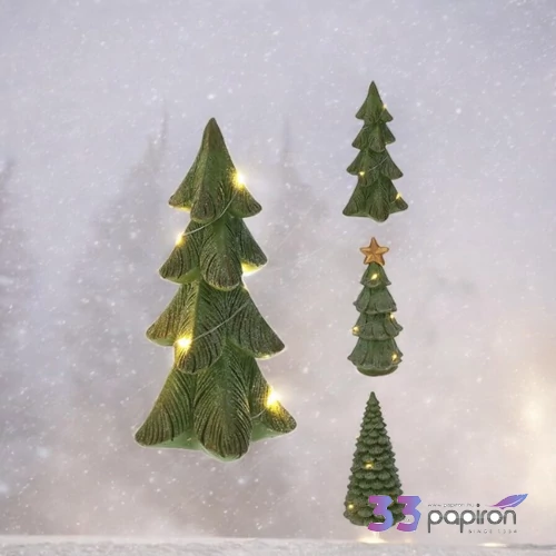 Karácsonyi dekor Karácsonyfa leddel 16cm zöld 3féle KPM25