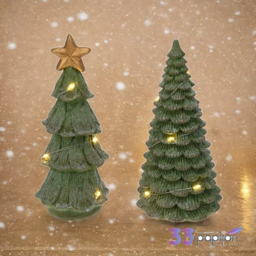 Karácsonyi dekor Karácsonyfa leddel 16cm zöld 3féle KPM25