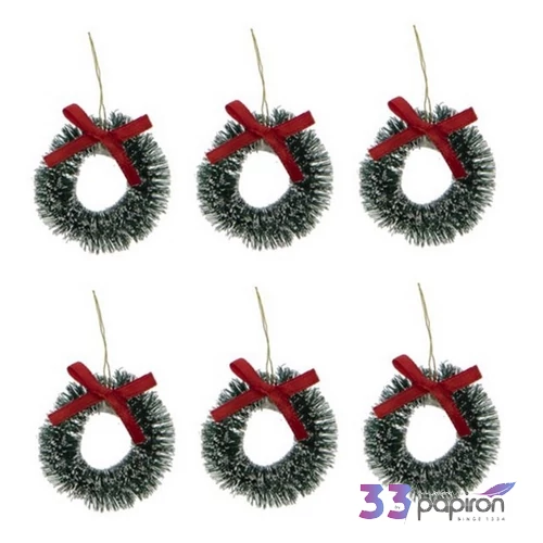Koszorú karácsonyi dekor 21' mini műanyag/fém 3,8cm zöld S/6