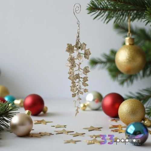 Karácsonyi dekor Levéldísz 18cm 3féle KPM25
