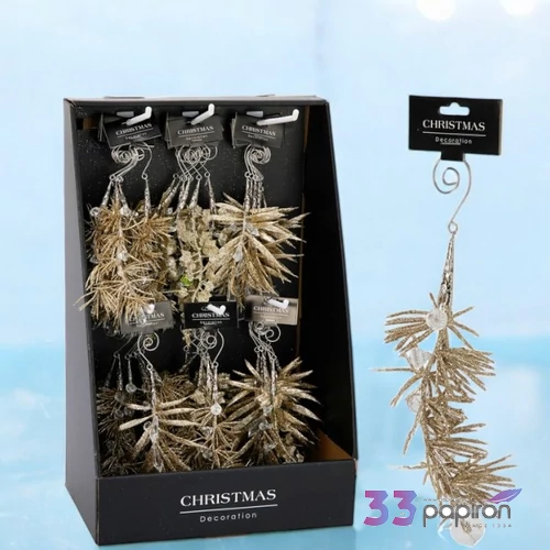 Karácsonyi dekor Levéldísz 18cm 3féle KPM25