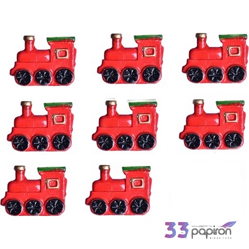 Karácsonyi dekor poly 2,5x2cm 2,5x2cm mozdony piros öntapadós Karácso Karácsonyi dekorációk (8db/csom)