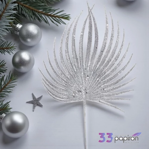 Karácsonyi Dekorág 23' ezüst glitteres, 30cm