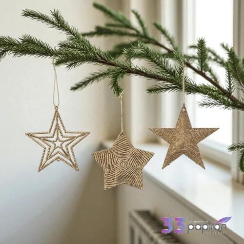 Karácsonyi fenyődísz 24' csillag arny glitteres 3 féle 0.05cmx10.5cmx11cm sdkae 1db/á