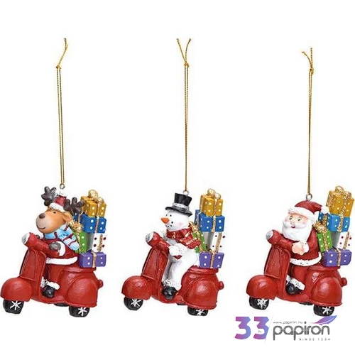 Karácsonyi 3D rénszarvas 20' robogón Vespa 6x12x4cm kézzel festett 3mintával exkluzív termék