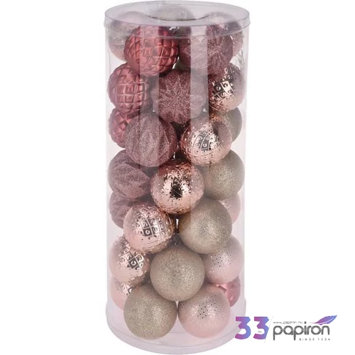 Karácsonyi gömb 6cm 35db/set, pink kpm