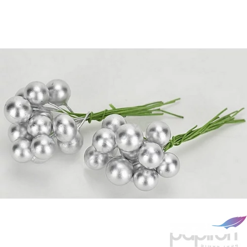 Karácsonyi gyöngy pick 1cm Gyöngy betűzős ezüst 24db/csomag [5998997714756]