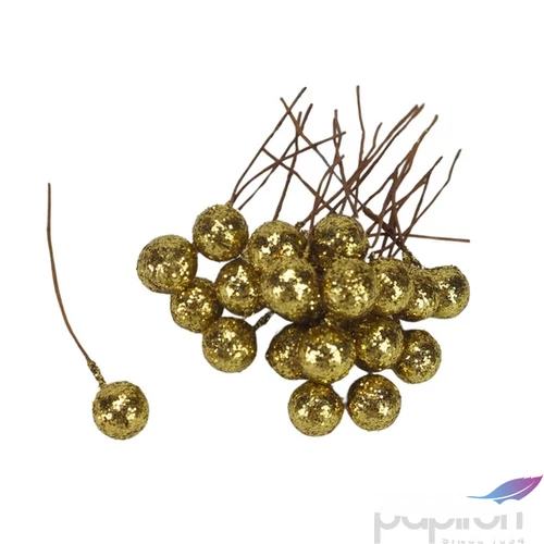 Karácsonyi gyöngy pick 1cm Gyöngy betűzős arany 24db/csomag