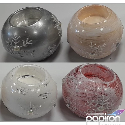 Mécsestartó 8cm vegyesen (12db/doboz) karácsonyi dekoráció