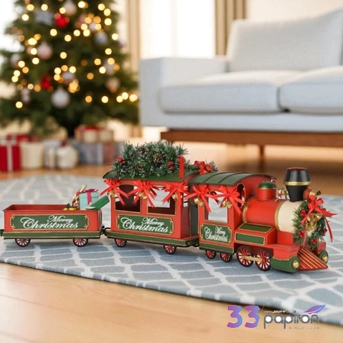 Karácsonyi óriás vonat 1méter fenyőfával, ajándékkal, csengővel 100cmx16.3cmx30cm sdkae