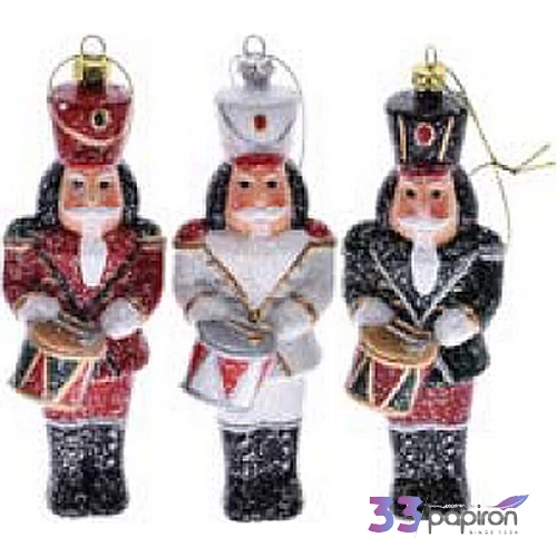 Karácsonyi katona akasztós 5, 8x5,5x15cm piros/fehér/zöld műanyag glitterdekorral dekor trend 2018