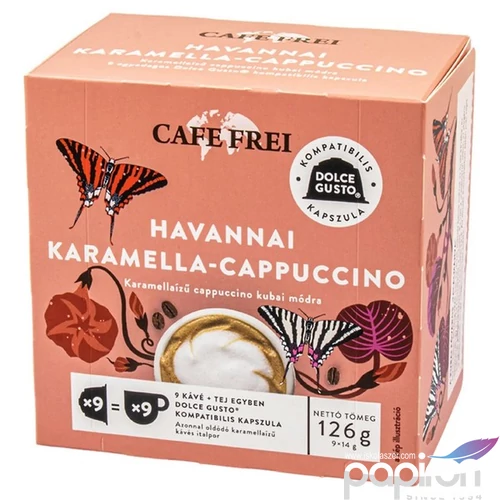 Kávékapszula Dolce Gusto kompatibilis 9db CAFE FREI Havannai karamella-cappuccino