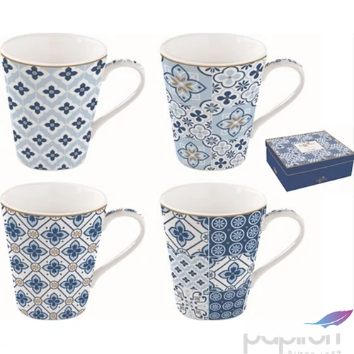 Bögre Kávés Porcelán készlet 4db-os, 260ml-es, Coffe Mania Tiles Blue 