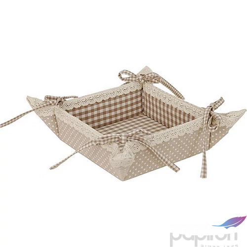 Kosár - Kenyereskosár 35x35cm Flower Basket pöttyös/kockás