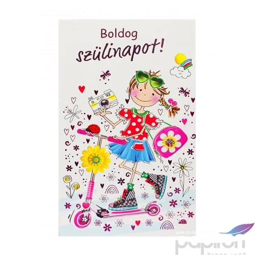 Képeslap 7 ARGUS 17-6035 Szülinap kislány rollerrel zsebe 