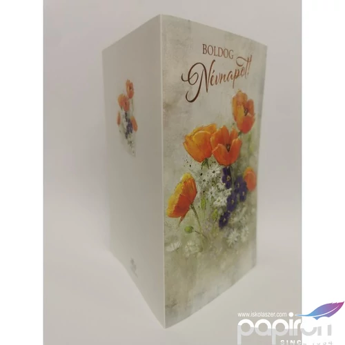Képeslap 8 ARGUS 15-6513N Névnap női pipacs csokor 