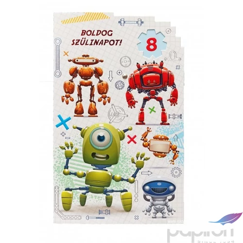Képeslap 8 ARGUS 17-6049 Szülinap fiús robotok tekerős 