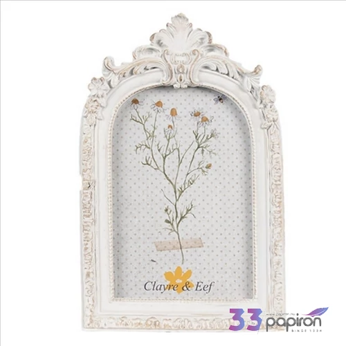 Képkeret 13x31/1015cm Antikfehér íves , barokkos,