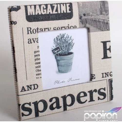 Képkeret fa 17x17cm textillborítással, fodorral díszítve 324452