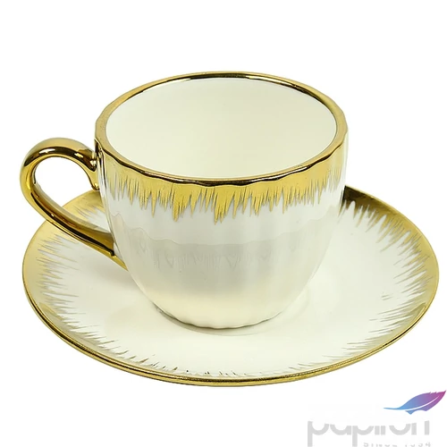 Kerámia csésze kávés csészealjjal espresso fehér arany 11,5x11,5x1,5cm SDDST5