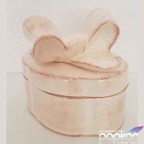 Kerámia doboz 15,5x11,5x15cm Romantik natúr ovál,kézzel festett