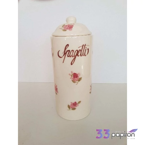 Spagettitartó kerámia 12x30cm Violin rózsás, kézzel festett kézzel festett
