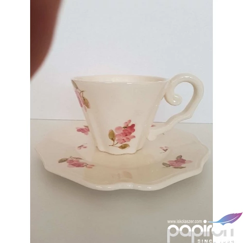 Csésze teás Porcelán 3dl Violin rózsás, kézzel festett