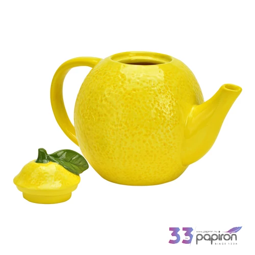 Kerámia Teáskanna sárga citromos 22x18x13cm kézzel festett porcelán 1db/ár SDGW26