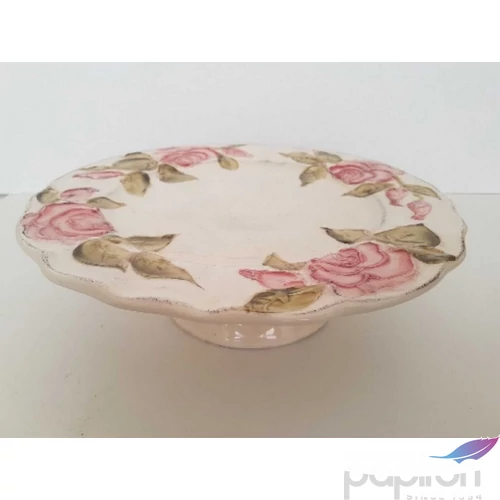 Tortatál Porcelán 28x9cm virágos bordó, kézzel festett