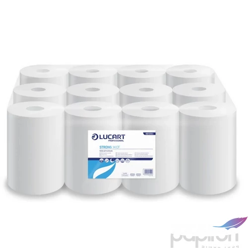 Kéztörlő 2 rétegű 100% cellulóz 12 tekercs/karton 14 CF Strong Lucart_861093J fehér