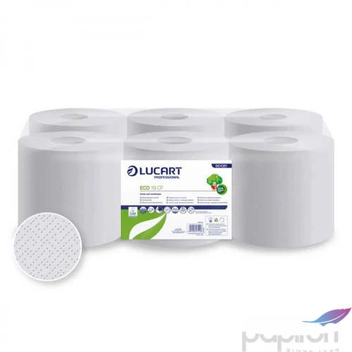Kéztörlő 2 rétegű fehér 6 tekercs/karton 19 CF EcoLucart_861081