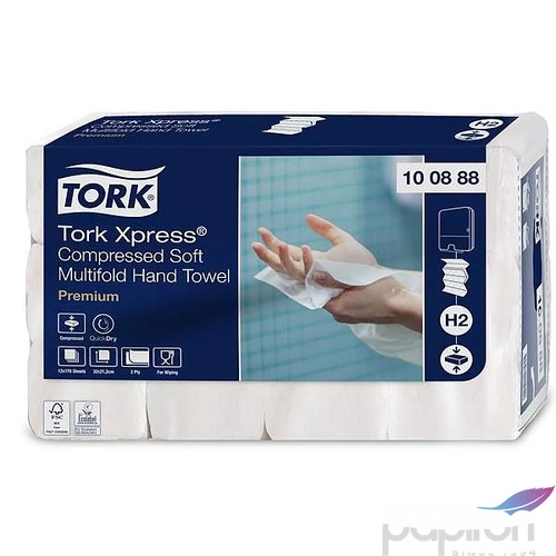 Kéztörlő tömörített Interfold 2 réteg 170lap H2 rendszer Premium TORK Xpress Soft Multifold