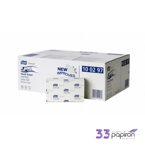Kéztörlő hajtogatott Tork Premium Interfold ext.soft, ext.fehér 10 2rétegű H2 rendszerhez 21cso/kar 100297