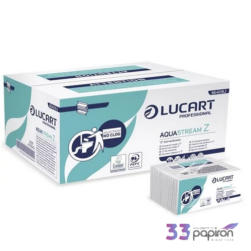 Kéztörlő Z hajtogatott 2 2 rétegű 242lap LUCART Aquastream fehér